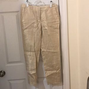 J crew beige metallic cropped pants, size 2